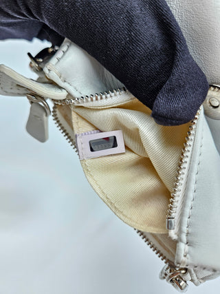 White Leather Small Star Studded Crossbody Bag
