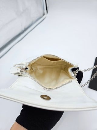 White Leather Small Star Studded Crossbody Bag
