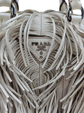 Beige Nappa Fringe Tote Bag