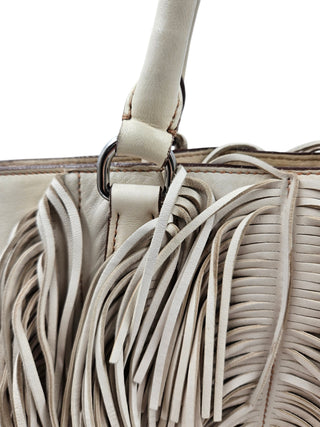 Beige Nappa Fringe Tote Bag