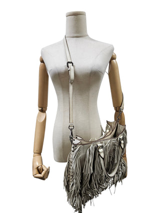 Beige Nappa Fringe Tote Bag