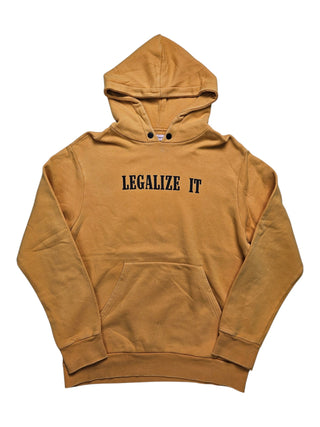 Mustard Yellow "LEGALIZE IT" Slogan Hooded Sweatshirt