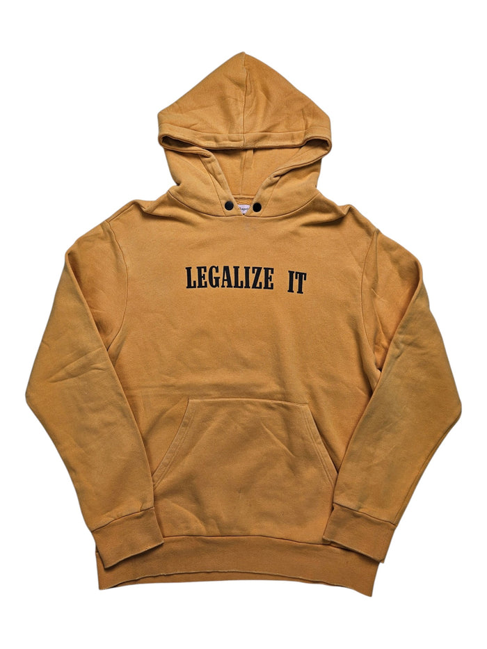 Mustard Yellow "LEGALIZE IT" Slogan Hooded Sweatshirt