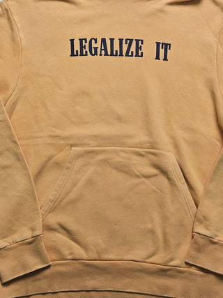 Mustard Yellow "LEGALIZE IT" Slogan Hooded Sweatshirt