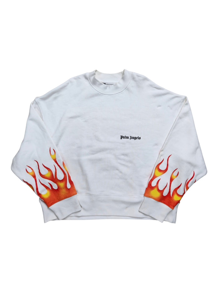 White Fire Starter Round Neck Sweatshirt