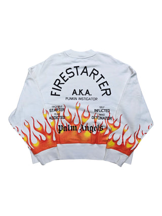 White Fire Starter Round Neck Sweatshirt
