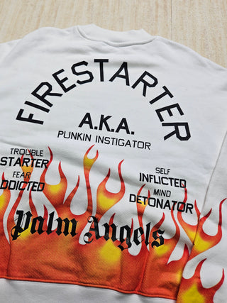 White Fire Starter Round Neck Sweatshirt