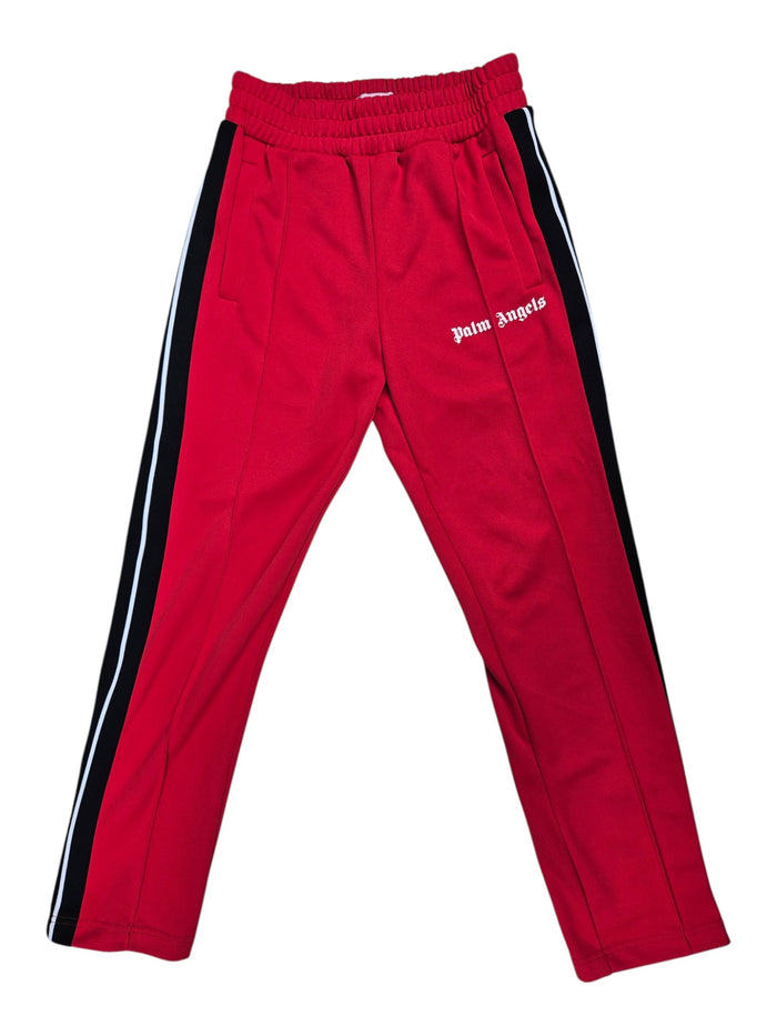 Red Track Taping Pants with Zipper Ends