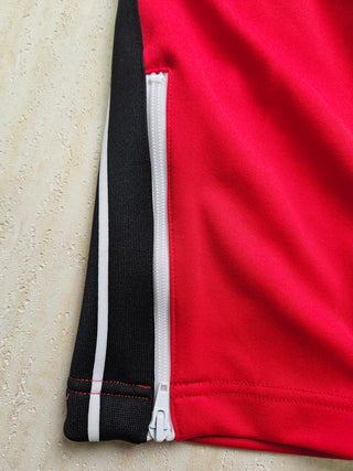 Red Track Taping Pants with Zipper Ends