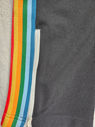 Black with Rainbow Tapping Pants with Zipper Ends