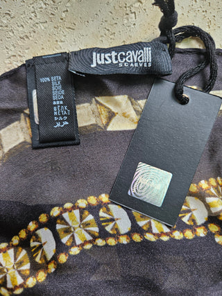 Black Silk Shawl with Gems and Tiger Print