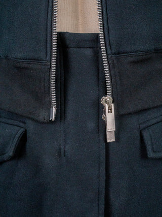 Black Cotton Zip Up Mid Length Hoodie