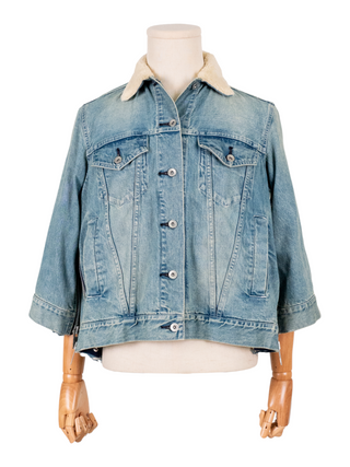 Blue Washed Denim Jackets With Fur Collar
