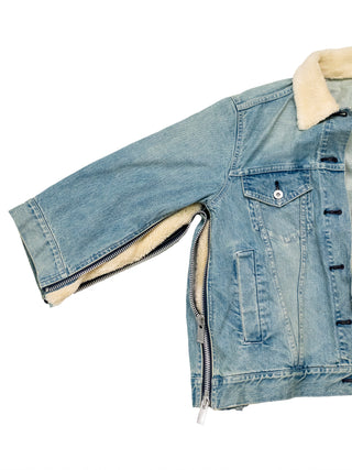 Blue Washed Denim Jackets With Fur Collar