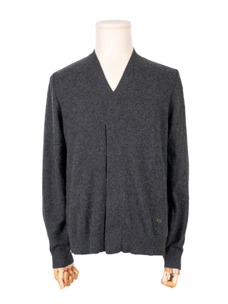 Charcoal Grey Cashmere V-Neck Pullover