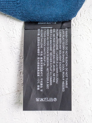 Blue Fine Wool Round Neck Pullover