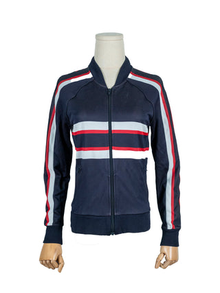 Navy Zip Up Track Jacket Featuring A Line Star Logo At The Back