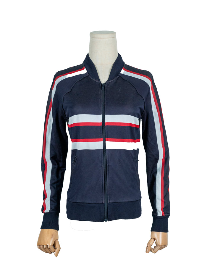 Navy Zip Up Track Jacket Featuring A Line Star Logo At The Back