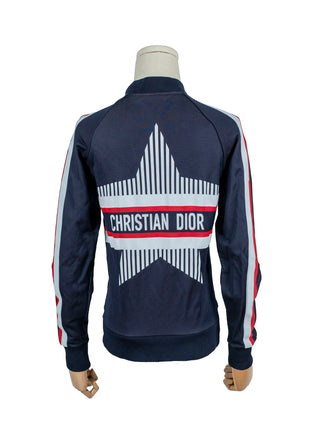 Navy Zip Up Track Jacket Featuring A Line Star Logo At The Back