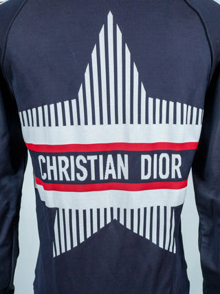 Navy Zip Up Track Jacket Featuring A Line Star Logo At The Back