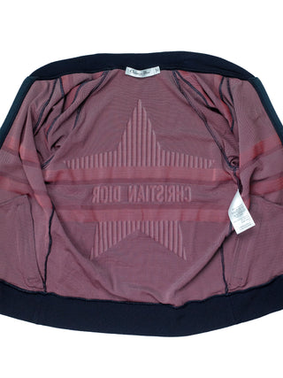 Navy Zip Up Track Jacket Featuring A Line Star Logo At The Back