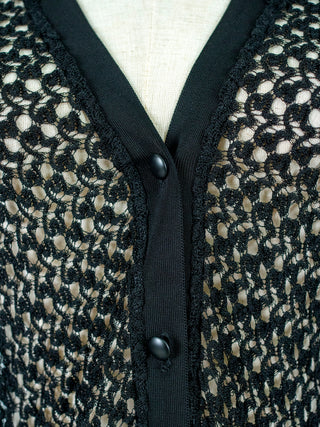 Black Crochet Knitted See-Through Cardigan