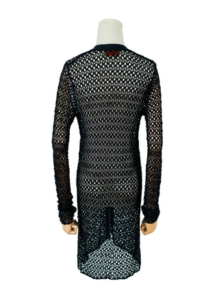 Black Crochet Knitted See-Through Cardigan