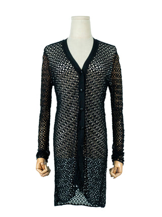 Black Crochet Knitted See-Through Cardigan