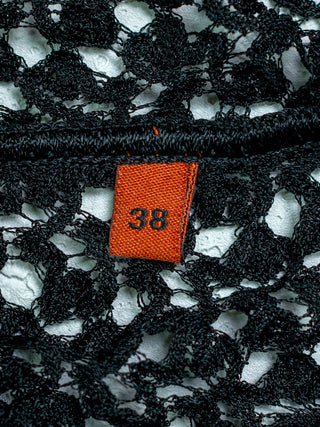 Black Crochet Knitted See-Through Cardigan