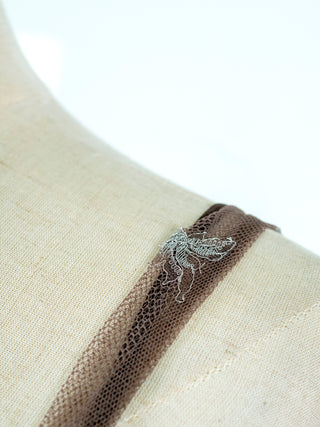 Taupe Slip Dress In Silver Lace
