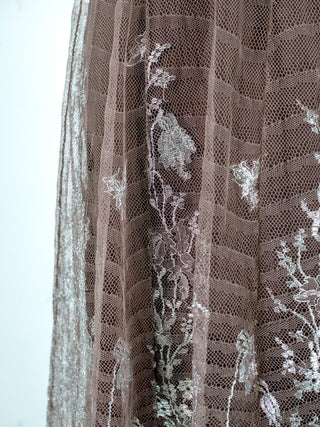 Taupe Slip Dress In Silver Lace