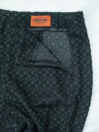 Black Crochet Knitted Slim Pants