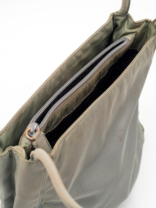Light Greyish Green Nylon Shoulder Bag