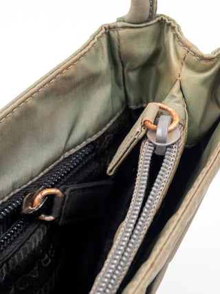 Light Greyish Green Nylon Shoulder Bag