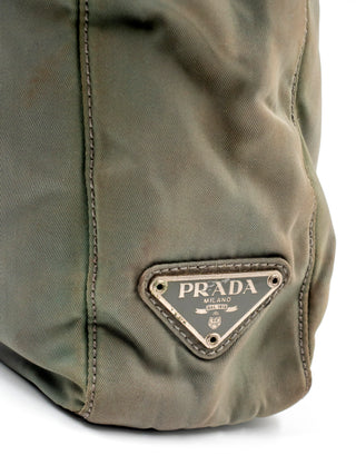 Light Greyish Green Nylon Shoulder Bag