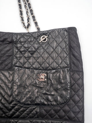 Black Quilted Lambskin Skirt With Chain Suspenders