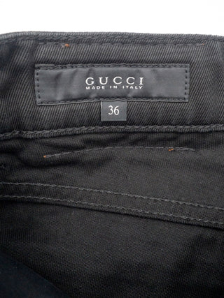Black Cotton Denim Hot Pants with Side Lacing and Gold Tone Hardware