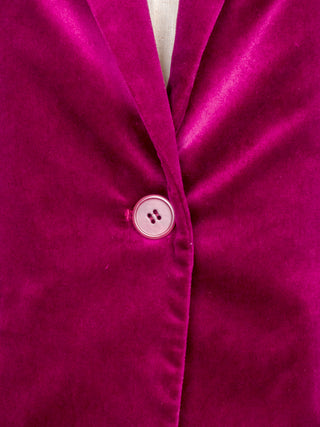 Fuchsia Velvet Slim Fit Pant Suit