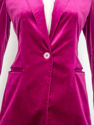 Fuchsia Velvet Slim Fit Pant Suit