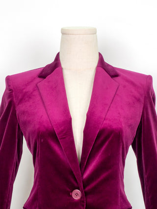 Fuchsia Velvet Slim Fit Pant Suit