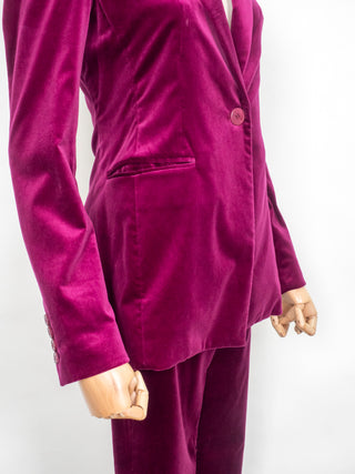 Fuchsia Velvet Slim Fit Pant Suit