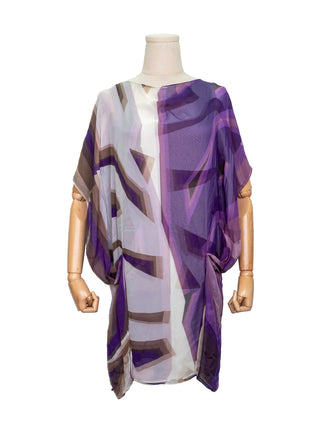 Purple Graphic Print Silk Dress