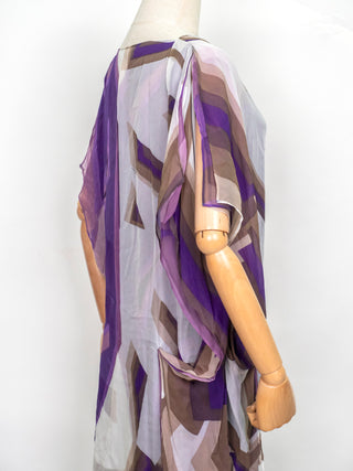 Purple Graphic Print Silk Dress