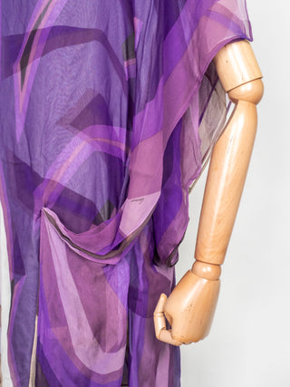 Purple Graphic Print Silk Dress