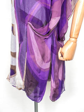 Purple Graphic Print Silk Dress