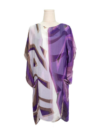 Purple Graphic Print Silk Dress