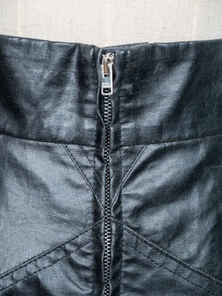 Black Leather-Like Midi Skirt
