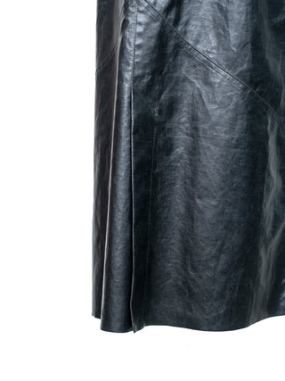 Black Leather-Like Midi Skirt