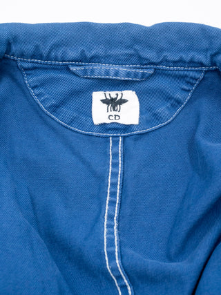 Blue Cotton Twilled Jumpsuits with Bird Print on Rear Leg