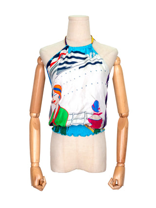Multicolor Halter Neck Silk Top